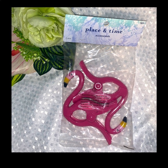 Place & Time Other - SOLD Place & Time Pink Flamingo 🦩 Towel Clips NEW